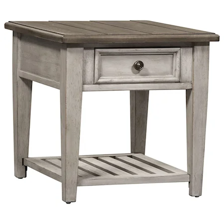 Transitional Drawer End Table